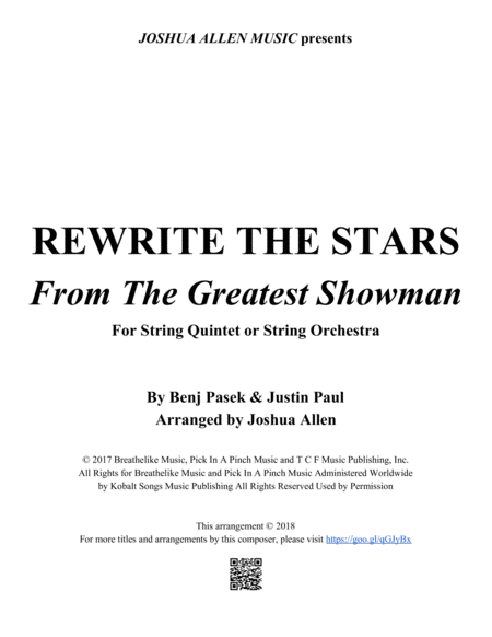 Rewrite The Stars (arr. Joshua Allen)