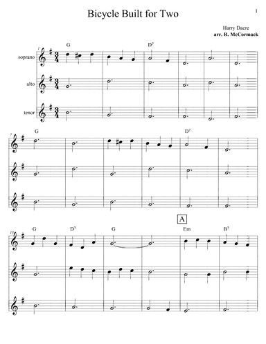 Bicycle Built For Two (arr. Robert McCormack)