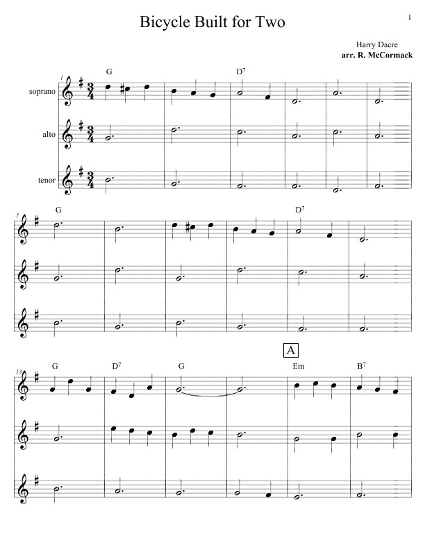 Bicycle Built For Two (arr. Robert McCormack)