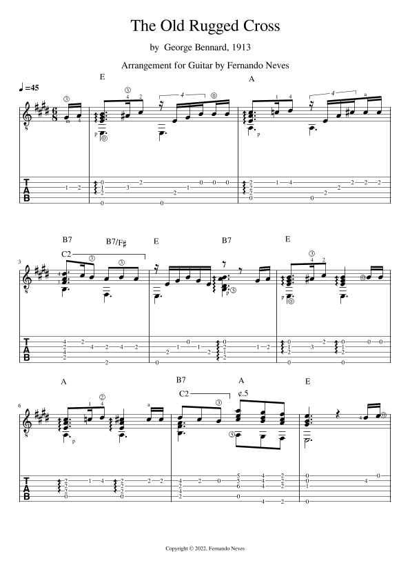 The Old Rugged Cross (Solo Fingerstyle Guitar) (arr. Fernando Neves)