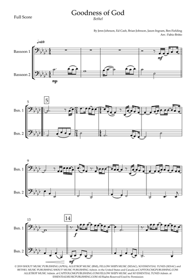 Goodness Of God (arr. Fabio Britto)