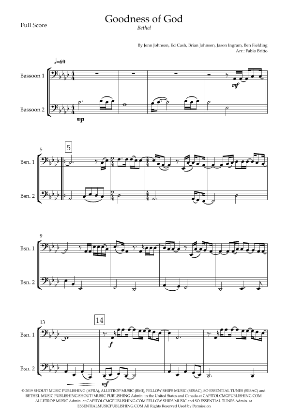 Goodness Of God (arr. Fabio Britto)