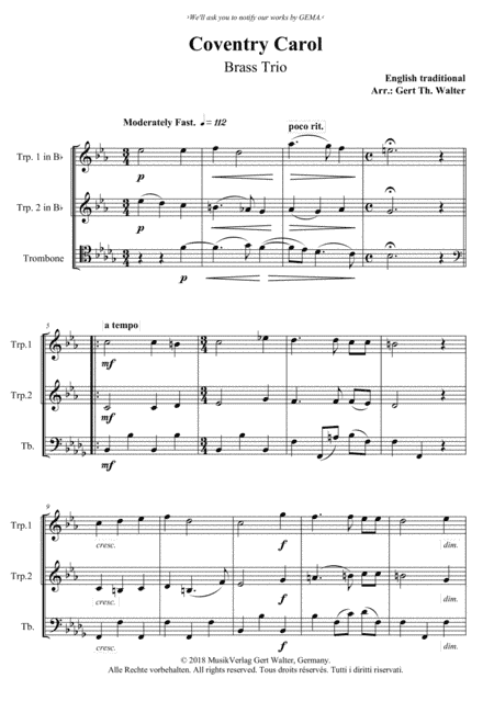 Coventry Carol (arr. Gert Th. Walter)