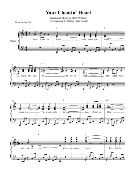 Your Cheatin' Heart (arr. Bernie Schweickart)
