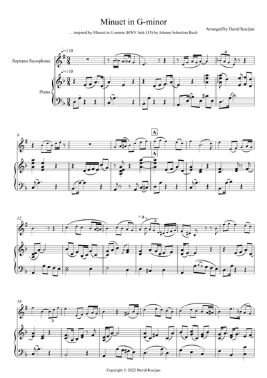 Minuet in G-minor (soprano sax & piano) (arr. David Kocijan)