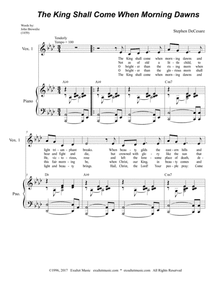 The King Shall Come When Morning Dawns (2-part children's choir)