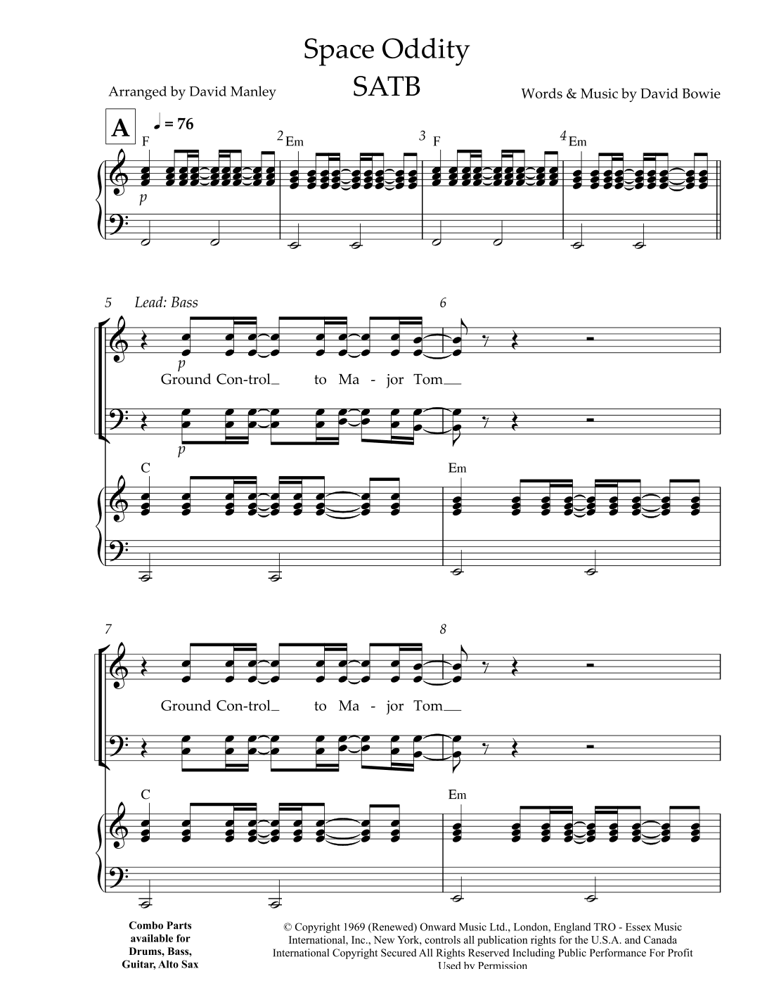 Space Oddity (arr. David Manley)