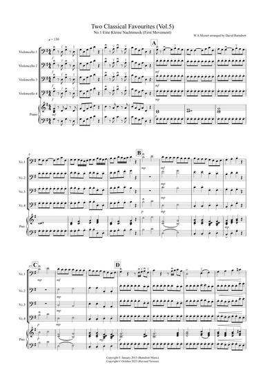 2 Classical Favourites for Cello Quartet (volume five) (arr. David Burndrett)