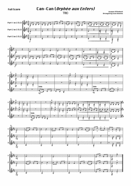 Can-Can (Orphe´e aux Enfers) Trio (Parts available in all common keys) (arr. Evan Osborne)
