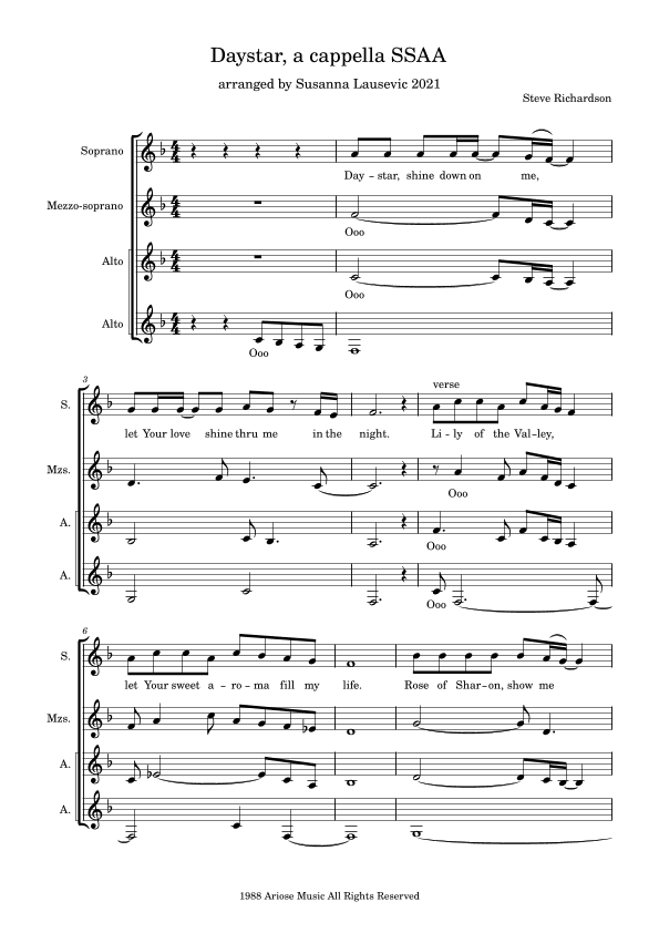 Daystar (arr. Susanna Lausevic)