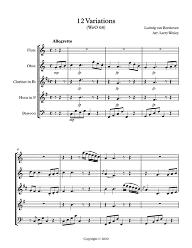 Beethoven: 12 Variations (arr. Larry Wesley)