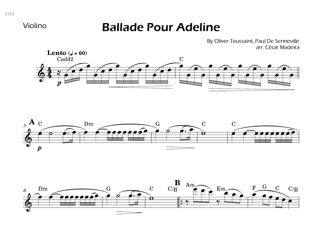 Ballade Pour Adeline (arr. César Madeira)