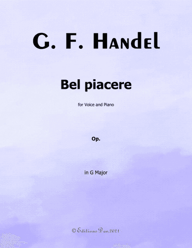 Bel piacere,by Handel,in G Major (arr. Editions Dao)