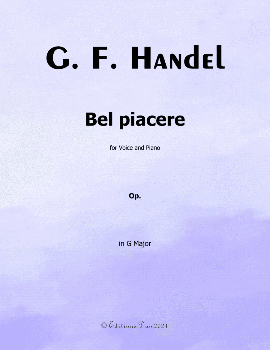 Bel piacere,by Handel,in G Major (arr. Editions Dao)