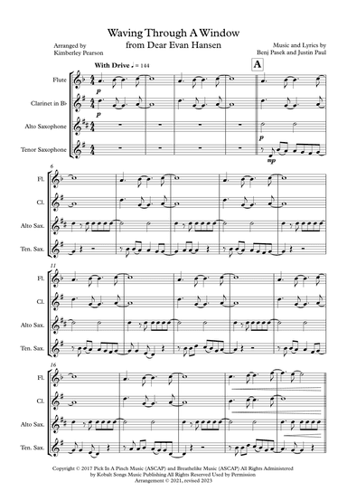 Waving Through A Window (arr. Wind Sheet Music Arrangements)