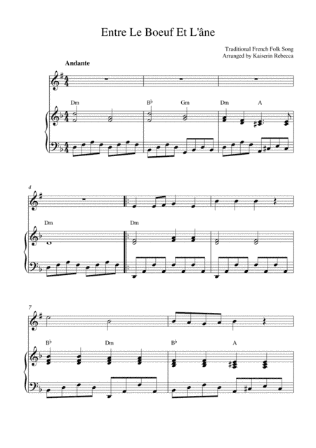 Entre Le Boeuf Et L'âne (arr. Kaiserin Rebecca)