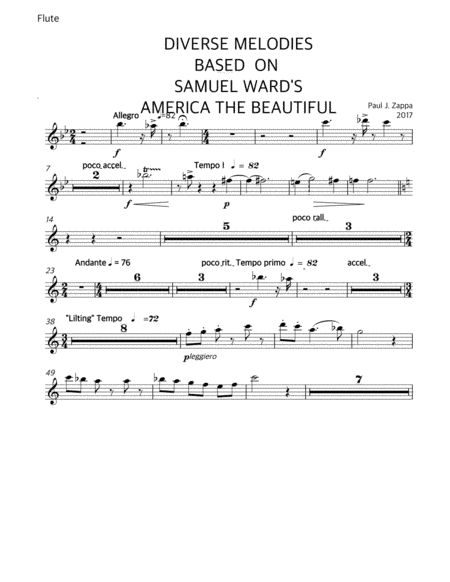 Diverse melodies  based on "America The Beautiful"