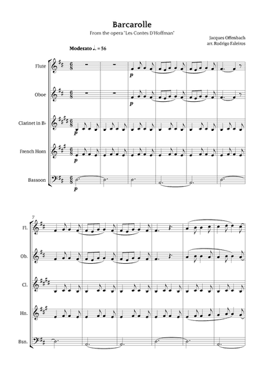 Barcarolle - Belle Nuit, O Nuit D'Amour (arr. Rodrigo Faleiros)