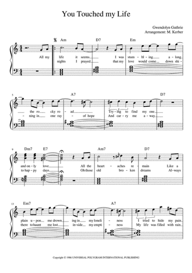 You Touched My Life (arr. Mariane Kerber)