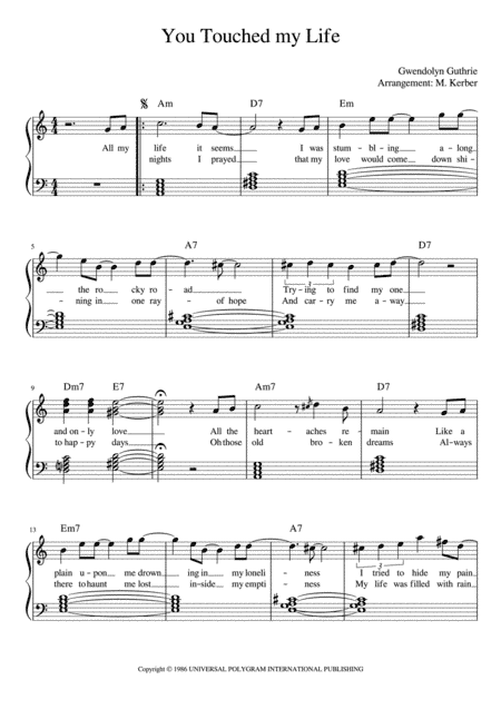 You Touched My Life (arr. Mariane Kerber)