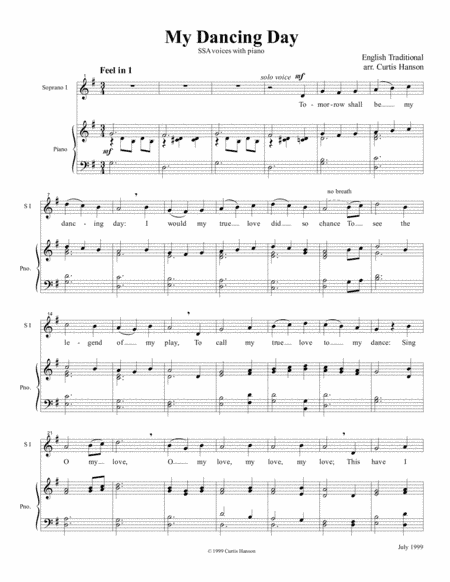 My Dancing Day (SSA) (arr. Curtis Hanson)