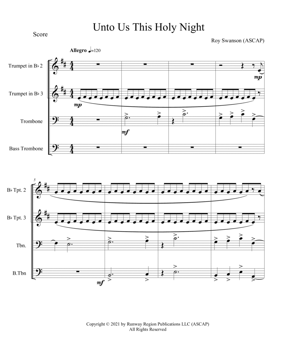 Unto Us This Holy Night for trumpets and trombones