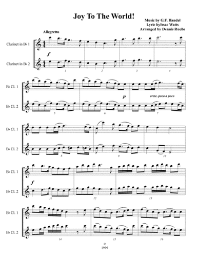6 Christmas Carols for Clarinet Duet - Intermediate level (arr. Dennis Ruello)