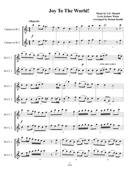 6 Christmas Carols for Clarinet Duet - Intermediate level (arr. Dennis Ruello)