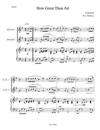 How Great Thou Art (Alto Sax Duet with Piano Accompaniment) (arr. B. C. Dockery)