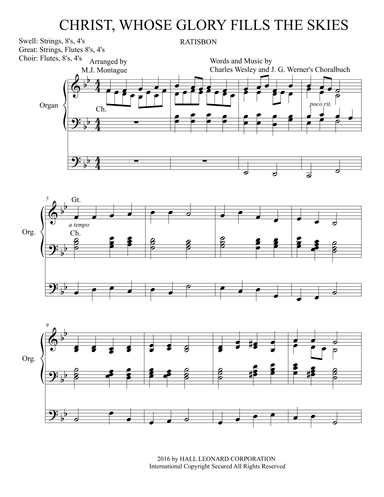 CHRIST, WHOSE GLORY FILLS THE SKIES (arr. M.J. Montague)