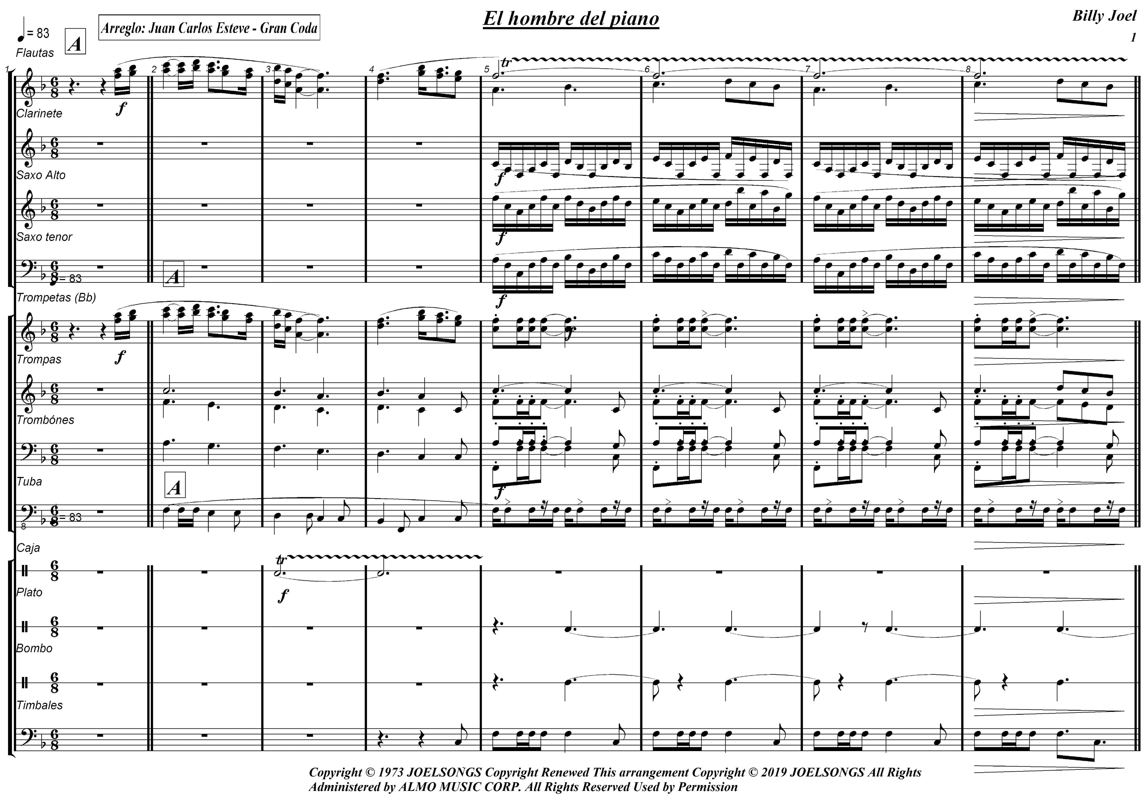 Piano Man (arr. juan carlos esteve / Gran Coda)