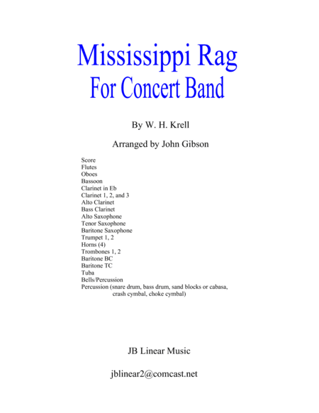 Mississippi Rag by William Krell for concert band - score and parts (arr. John Gibson)