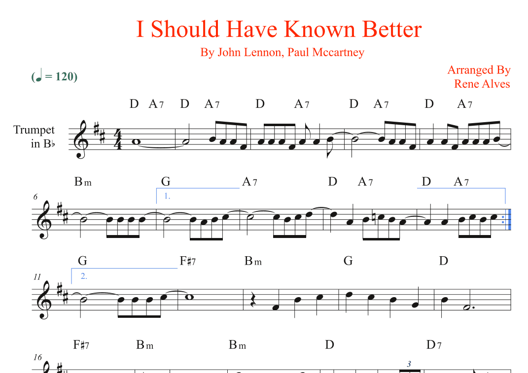 I Should Have Known Better (arr. Rene Alves)