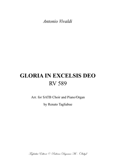GLORIA  - RV 589 - by Vivaldi - Full score - Arr. for SATB Choir and Piano/Organ - With Part of Orga (arr. Renato Tagliabue)
