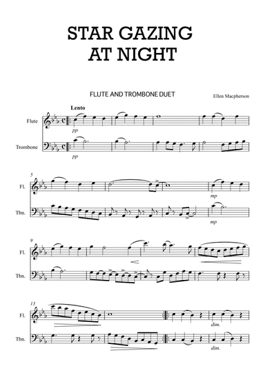 STARGAZING AT NIGHT for Flute and Trombone Duet by Ellen Macpherson
