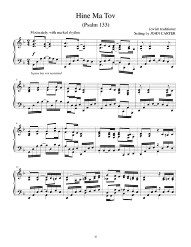 Hine Ma Tov, a Jewish traditional tune, setting of Psalm 133 (arr. John Carter)