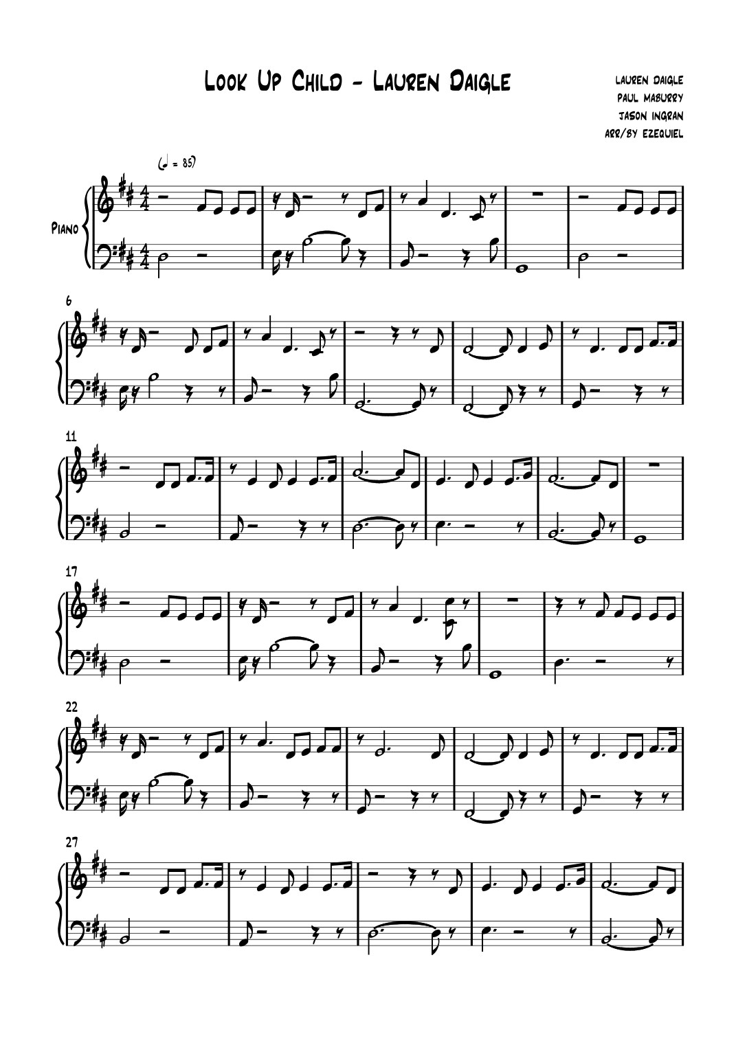 Look Up Child (arr. by ezequiel)