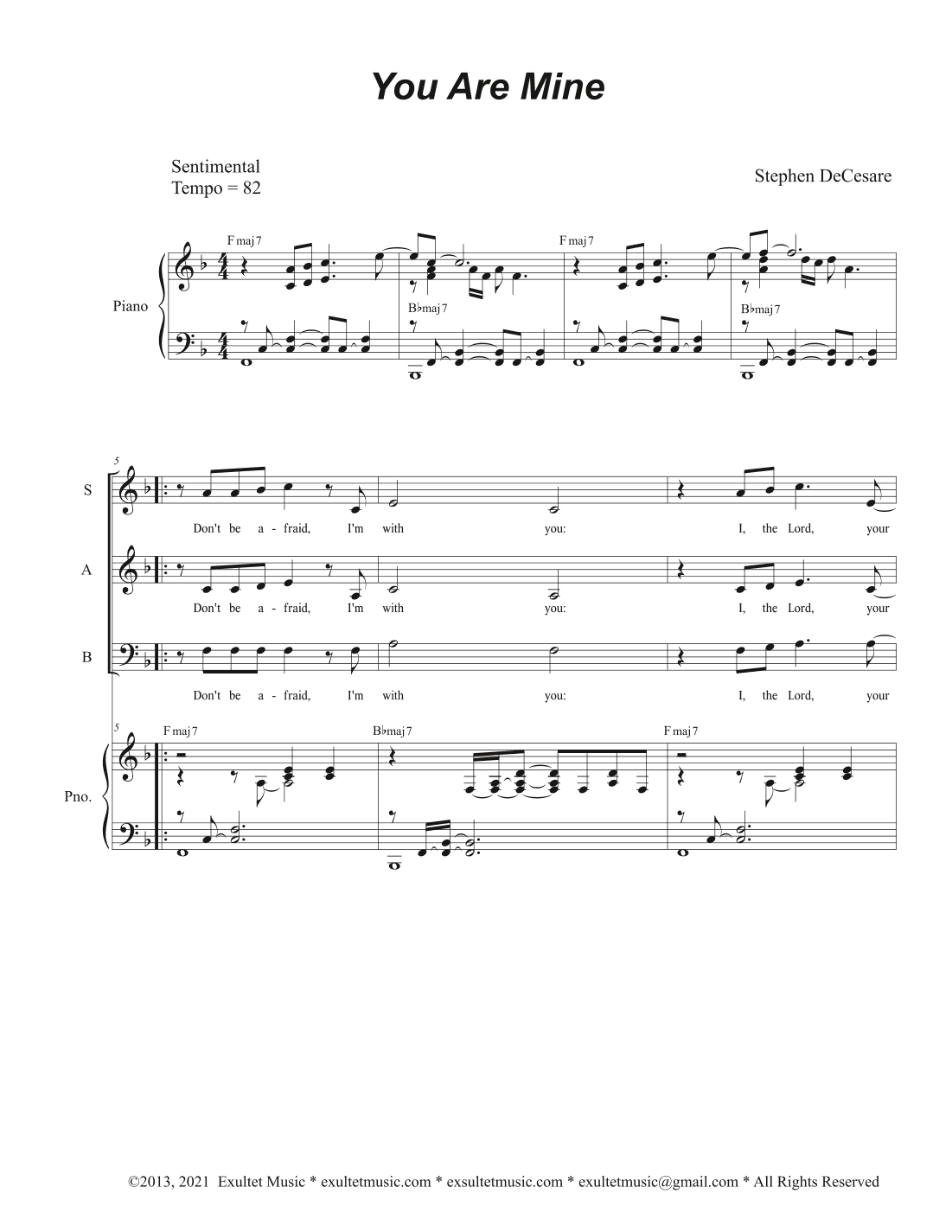 You Are Mine (Vocal Trio - (SAB)