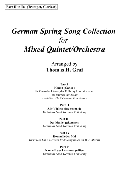 German Spring Song Collection - 5 Concert Pieces - Multiplay - Part 2 in Bb (arr. Thomas H. Graf)