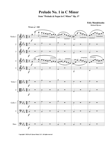 Mendelssohn - Prelude in C Minor, Op. 37 (String Orchestra) (arr. Richard Byrnes)