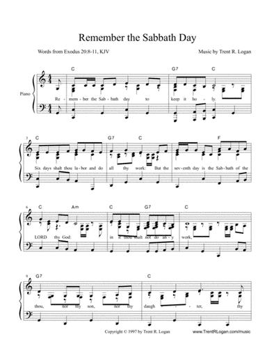 Remember the Sabbath Day (key of C)