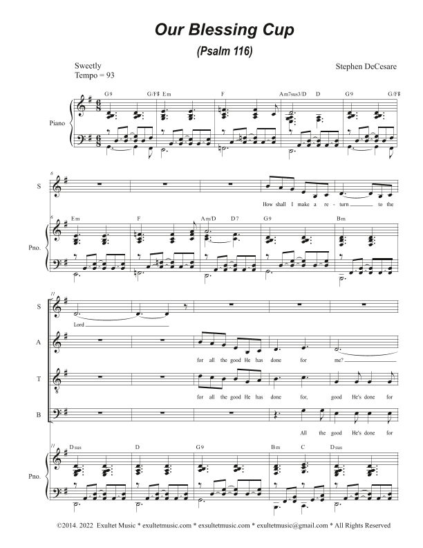 Our Blessing Cup (Psalm 116) (SATB)
