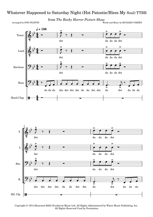 Whatever Happened To Saturday Night? (arr. Don Staffin)