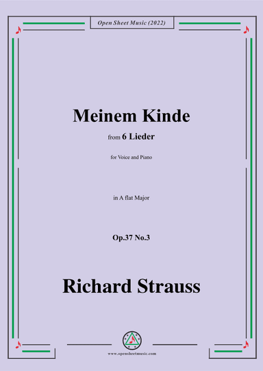Richard Strauss-Meinem Kinde,in A flat Major,Op.37 No.3 (arr. OSM Press)