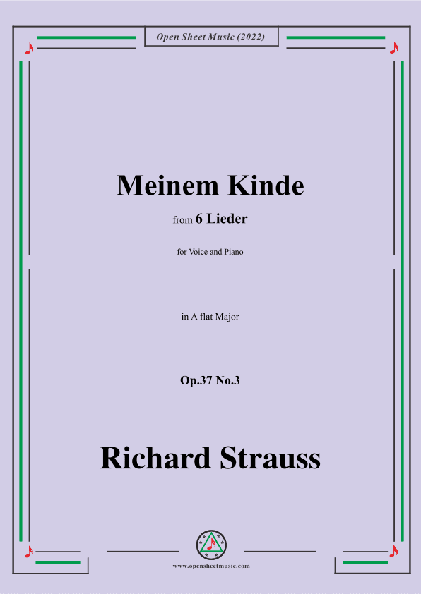 Richard Strauss-Meinem Kinde,in A flat Major,Op.37 No.3 (arr. OSM Press)