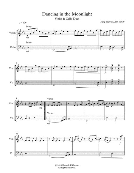 Dancin' In The Moonlight (arr. Hannah K Watson)