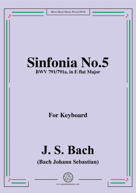 Bach,J.S.-Sinfonia No.5 BWV 791/791a in E flat Major,for Piano (arr. MSM)