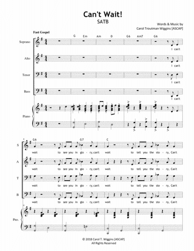 Can't Wait! (SATB)