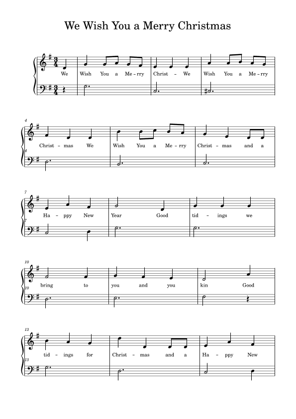 We Wish You a Merry Christmas G major (arr. Caroline Rocha)