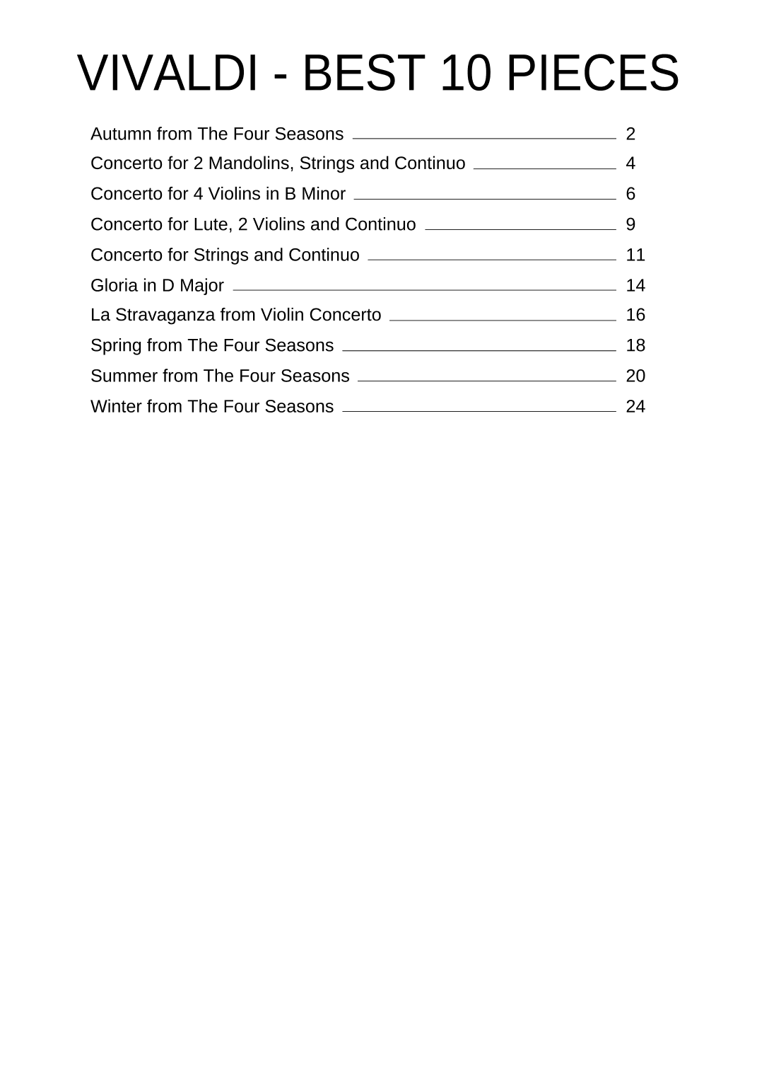 BEST OF VIVALDI (10 TUNES) - Sheet Music Collection [EASY PIANO] (arr. Darek)